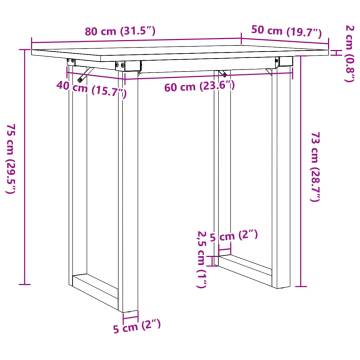 Dining Table O-Frame 80x50x75 cm Solid Wood Pine and Cast Iron