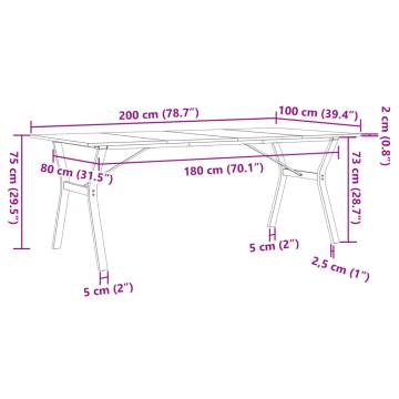 Dining Table Y-Frame 200x100x75 cm Solid Wood Pine and Cast Iron