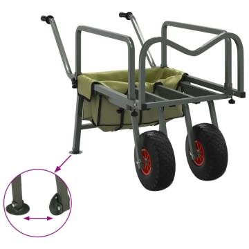 Fishing Trolley Green with 2 Wheels Powder-coated Steel