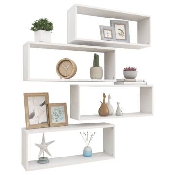 Wall Cube Shelf 4 pcs White 60x15x23 cm Engineered Wood