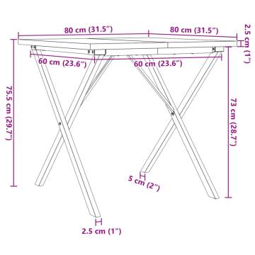 Dining Table X-Frame 80x80x75.5 cm Solid Wood Pine and Cast Iron