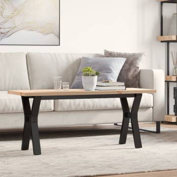 Coffee Table Y-Frame 110x40x45.5 cm Solid Wood Pine and Cast Iron