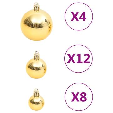 111 Piece Christmas Bauble Set Gold Polystyrene