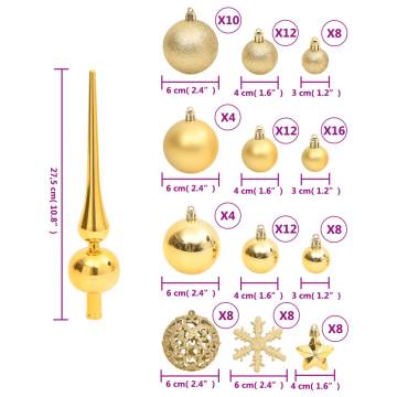 111 Piece Christmas Bauble Set Gold Polystyrene