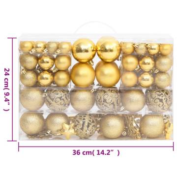 111 Piece Christmas Bauble Set Gold Polystyrene