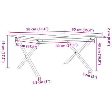 Coffee Table X-Frame 90x90x45 cm Solid Wood Pine and Cast Iron