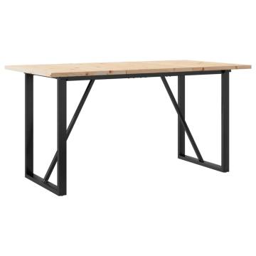 Dining Table O-Frame 140x80x75.5 cm Solid Wood Pine and Cast Iron