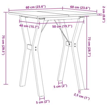 Dining Table Y-Frame 60x60x75 cm Solid Wood Pine and Cast Iron