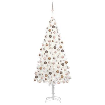 Artificial Pre-lit Christmas Tree with Ball Set White 210 cm