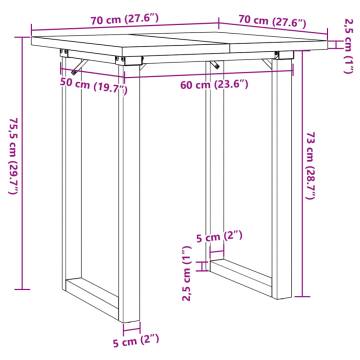 Dining Table O-Frame 70x70x75.5 cm Solid Wood Pine and Cast Iron