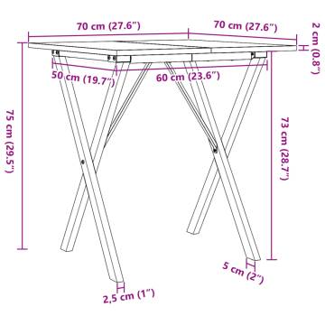 Dining Table X-Frame 70x70x75 cm Solid Wood Pine and Cast Iron