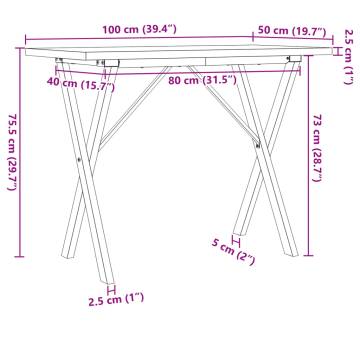 Dining Table X-Frame 100x50x75.5 cm Solid Wood Pine and Cast Iron