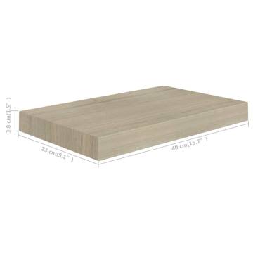 Floating Wall Shelves 2 pcs Oak 40x23x3.8 cm MDF