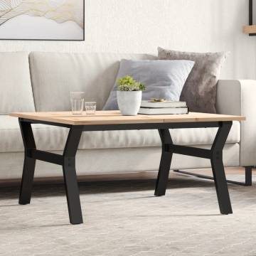 Coffee Table Y-Frame 90x90x45 cm Solid Wood Pine and Cast Iron