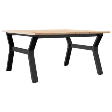 Coffee Table Y-Frame 90x90x45 cm Solid Wood Pine and Cast Iron