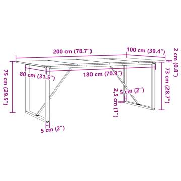 Dining Table O-Frame 200x100x75 cm Solid Wood Pine and Cast Iron