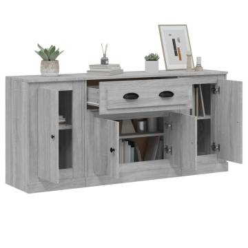 Sideboards 3 pcs Grey Sonoma Engineered Wood