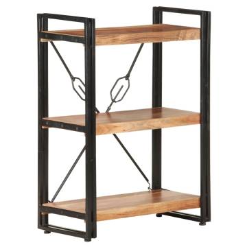 3-Tier Bookcase 60x30x80 cm Solid Acacia Wood