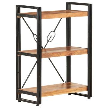 3-Tier Bookcase 60x30x80 cm Solid Acacia Wood