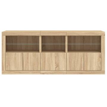 Sideboard with LED Lights Sonoma Oak 162x37x67 cm