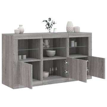 Sideboard with LED Lights Grey Sonoma 123x37x67 cm