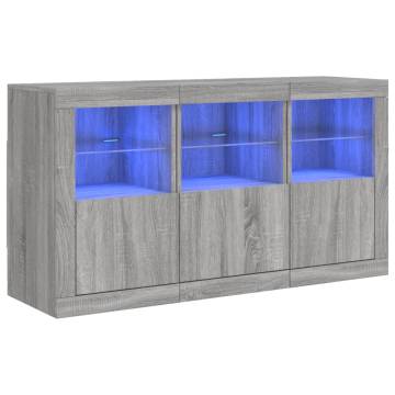 Sideboard with LED Lights Grey Sonoma 123x37x67 cm