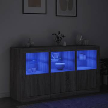 Sideboard with LED Lights Grey Sonoma 123x37x67 cm