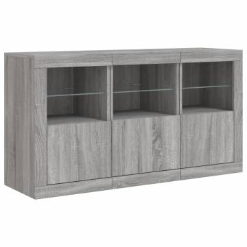 Sideboard with LED Lights Grey Sonoma 123x37x67 cm