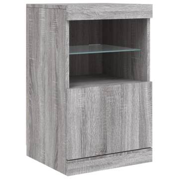 Sideboard with LED Lights Grey Sonoma 123x37x67 cm