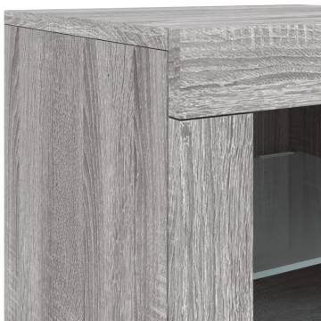 Sideboard with LED Lights Grey Sonoma 123x37x67 cm