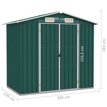 Garden Shed Green 205x129x183 cm Galvanised Steel