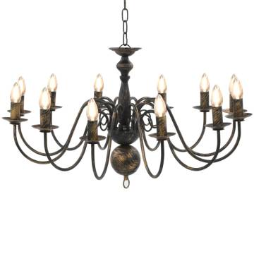 Chandelier Antique Black 12 x E14 Bulbs