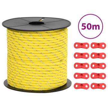 Tent Guy Rope with Reflective Strips and Spanners 50 m 4 mm