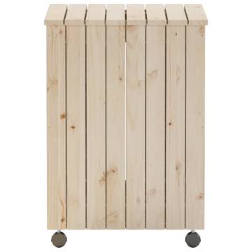 Laundry Basket with Wheels RANA 45x45x64 cm Solid Wood Pine