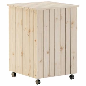 Laundry Basket with Wheels RANA 45x45x64 cm Solid Wood Pine