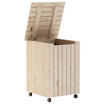 Laundry Basket with Wheels RANA 45x45x64 cm Solid Wood Pine