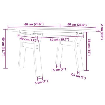 Coffee Table Y-Frame 60x60x40 cm Solid Wood Pine and Cast Iron