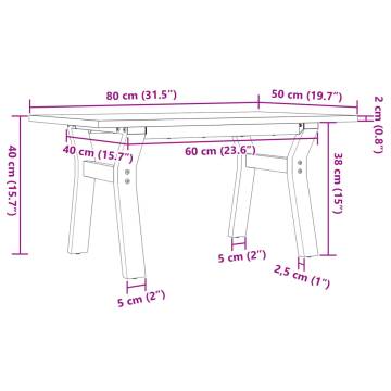 Coffee Table Y-Frame 80x50x40 cm Solid Wood Pine and Cast Iron