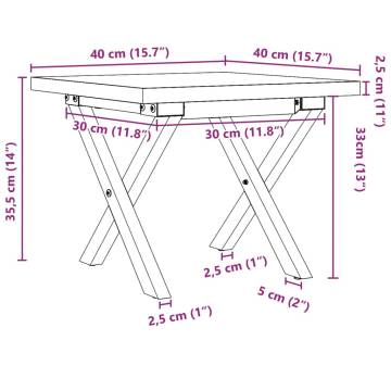 Coffee Table X-Frame 40x40x35.5 cm Solid Wood Pine and Cast Iron