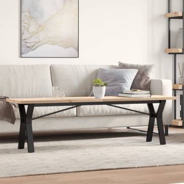 Coffee Table Y-Frame 160x40x45.5 cm Solid Wood Pine and Cast Iron