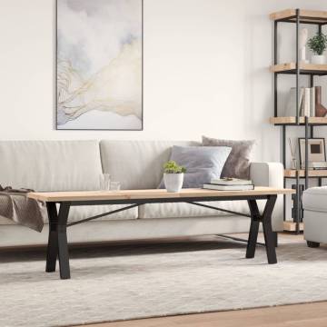 Coffee Table Y-Frame 160x40x45.5 cm Solid Wood Pine and Cast Iron