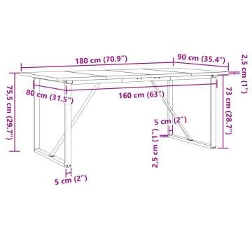 Dining Table O-Frame 180x90x75.5 cm Solid Wood Pine and Cast Iron