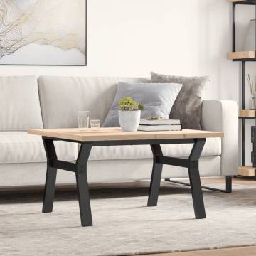 Coffee Table Y-Frame 80x80x45.5 cm Solid Wood Pine and Cast Iron