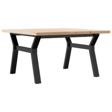 Coffee Table Y-Frame 80x80x45.5 cm Solid Wood Pine and Cast Iron