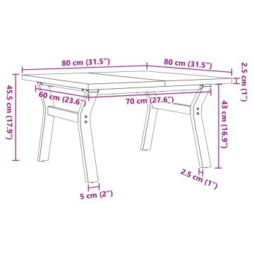 Coffee Table Y-Frame 80x80x45.5 cm Solid Wood Pine and Cast Iron