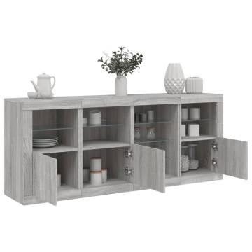 Sideboard with LED Lights Grey Sonoma 164x37x67 cm