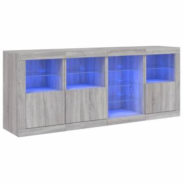 Sideboard with LED Lights Grey Sonoma 164x37x67 cm