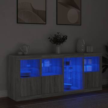 Sideboard with LED Lights Grey Sonoma 164x37x67 cm