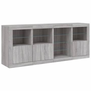 Sideboard with LED Lights Grey Sonoma 164x37x67 cm