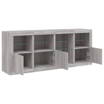 Sideboard with LED Lights Grey Sonoma 164x37x67 cm